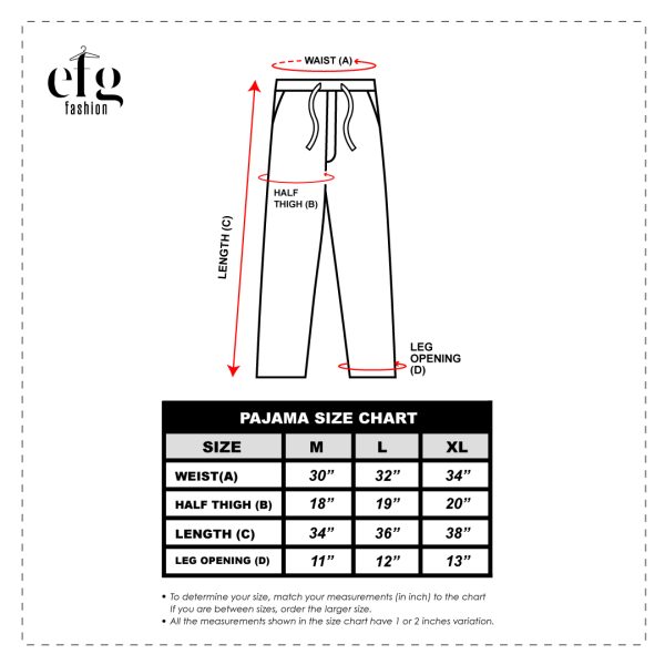 Regular Pajama Size Chart