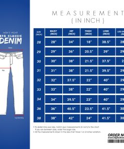 denim size chart H